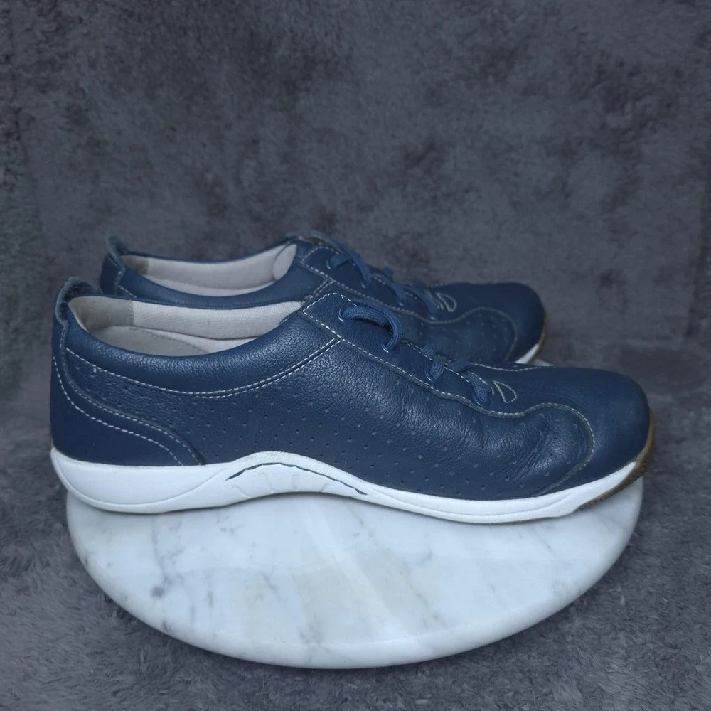 Dansko Shoes Womens Size 9.5 Blue Leather Sneaker Lace Up Casual Comfort